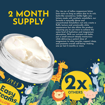 Easy Dreams Tallow Magnesium Cream – Natural Sleep Aid for Kids