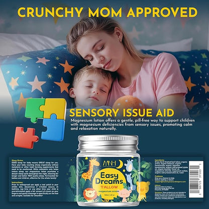 Easy Dreams Tallow Magnesium Cream – Natural Sleep Aid for Kids